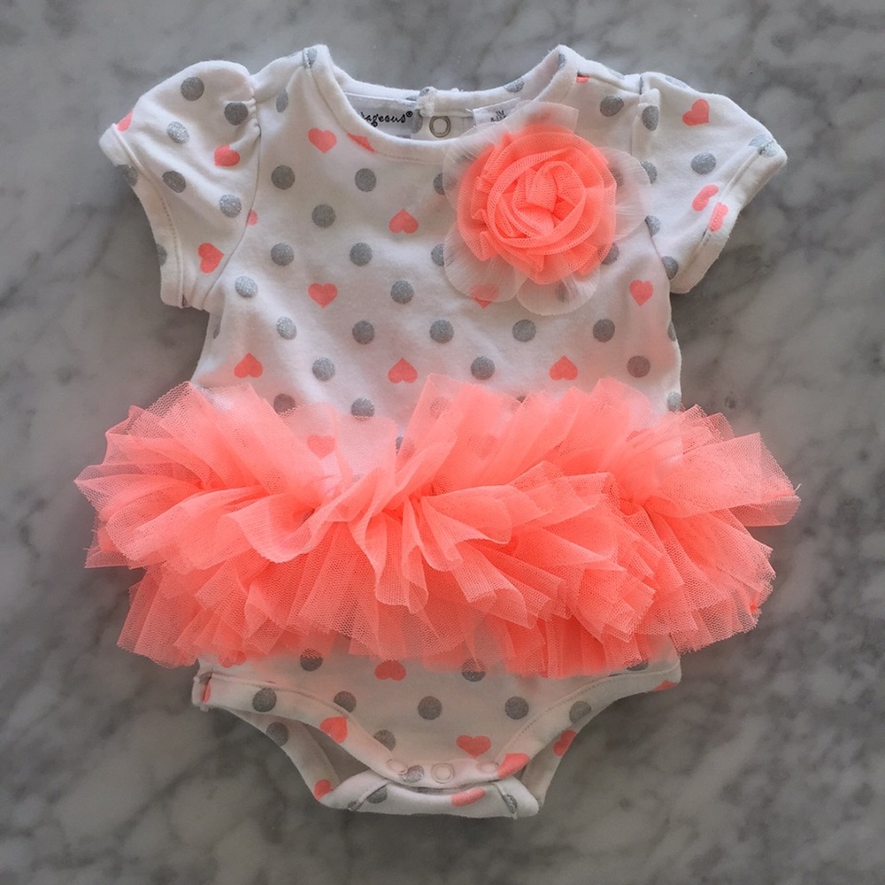 Tutu onesie neon orange and gray size 3 months